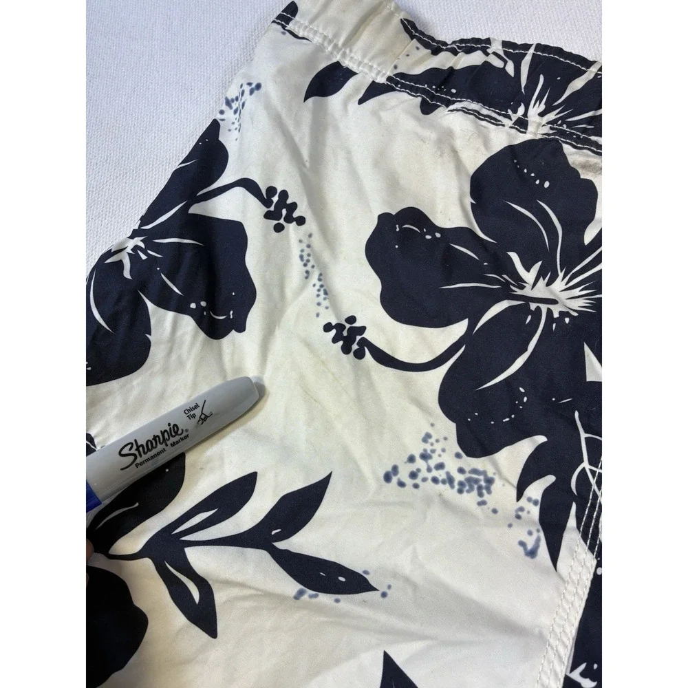 Vintage No Boundaries Mens Board Shorts M 32/34 Navy Hibiscus Floral Swim Trunks